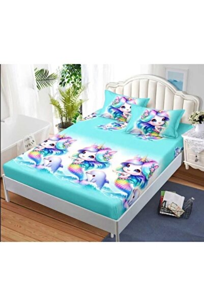 OEM Elastic Bed Cover with 2 Pillowcases, 3 Pieces, Satin Cotton, 180x200cm, ...