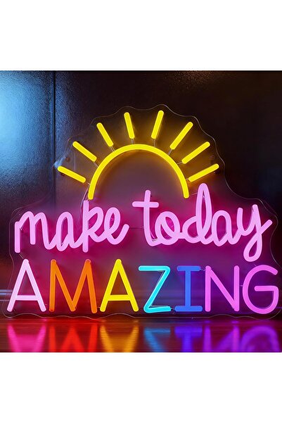 Slasa لافتة نيون LED مضيئة "اجعل يومك رائعًا" مقاس 33 × 43 سم، ديكور تحفيزي