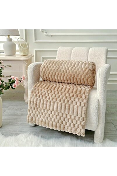 OEM Pătură Cocolino, Model în relief, Uni, 200x230cm, Bej