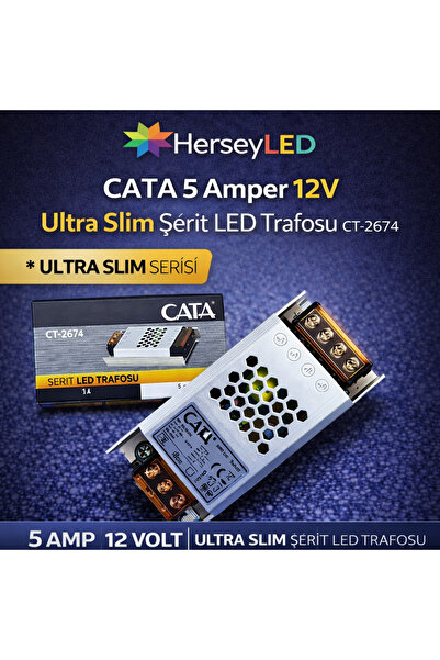 Cata 5 Amper 12v Ultra Slim Şerit Led Trafosu CT-2674