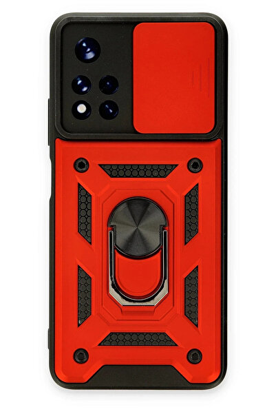 alanova Xiaomi Redmi Note 11t Case Pars Silicone with Lens Ring - Red 1159677