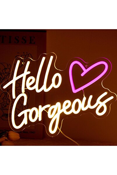 Slasa Hello Gorgeous LED Neon Light Sign 28x40 cm Bedroom Decor