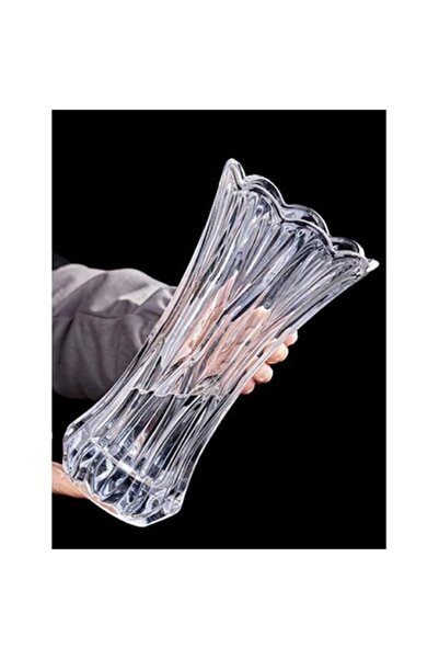 OEM Vază decorativă, sticlă transparentă, siluetă design modern, 25 cm