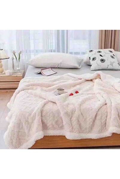 JOJO HOME Blanket with Fur for Double Bed, Jojo Home, Knit Model, Uni, 200x23...