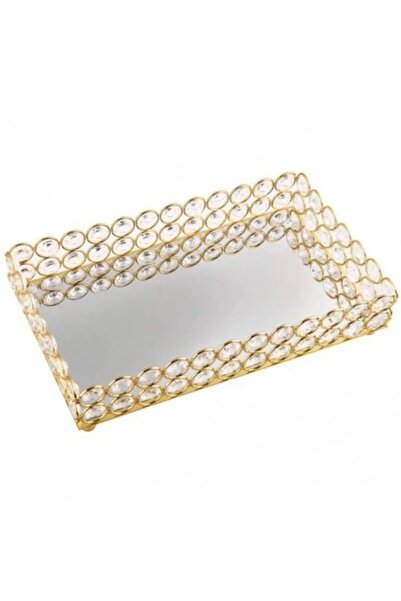 OEM Square Tray Metal/Glass 30x25x7 cm Gold