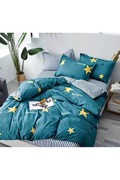 Pucioasa Set Lenjerie Pat Dublu 2 Fețe, Pucioasa, Imprimeu Stea, 4 Piese, 2 P...
