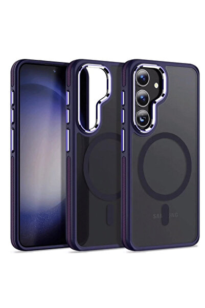 BSN STİL غطاء BSNSHOP لهاتف سامسونج جالاكسي S24 وينر ماج سيف - بنفسجي غامق 10...