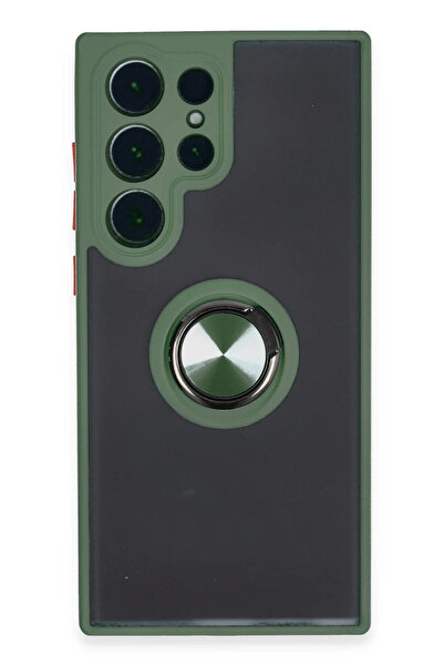 alanova غطاء سيليكون لهاتف سامسونج جالاكسي اس 23 الترا مع حلقة مونتريال - أخض...