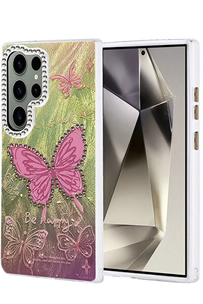 BSN STİL غطاء حماية لهاتف سامسونج جالاكسي S24 ألترا من BSNSHOP بنمط مرآة شفرة...