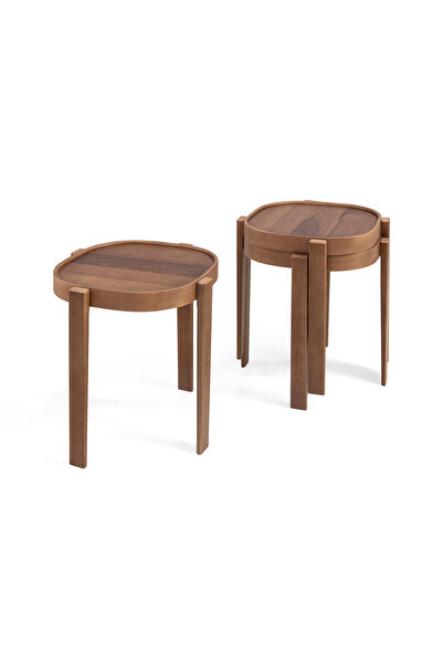 Eymense Milan Kare Üçlü Zigon Sehpa Ceviz