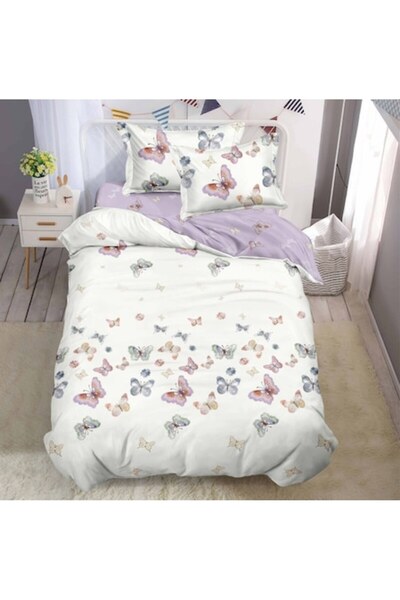 OEM Reversible Bed Linen, Elastic Sheet, Flannel, 1 Person, 4 Pieces, 140x200...