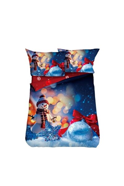 OEM Lenjerie de pat, bumbac satinat, 1 persoană, 4 piese, Crăciun în noapte, ...