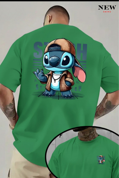 New Shine تي شيرت مطبوع عليه شخصية ستيتش للجنسين
