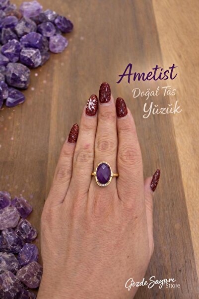 Gözde Sayarı Store Ametist Doğal Taş Yüzük