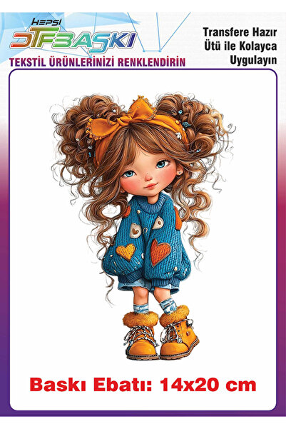 F17 Ajans Sevimli Kız Ütü ile Yapışan Tişört Tekstil Baskı