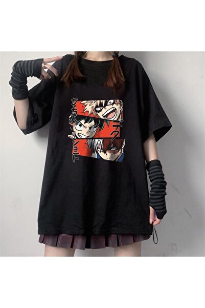 Arwen Fashion My Hero Academia Collage Printed Black Unisex Oversize T-shirt