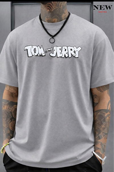 New Shine تي شيرت مطبوع عليه نص توم وجيري للجنسين