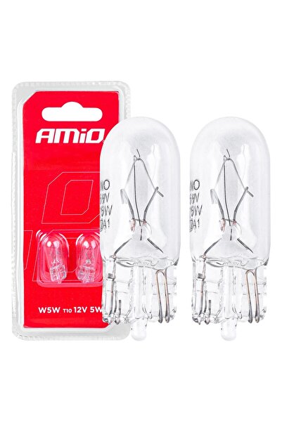 AMIO Set 2 becuri cu halogen, soclu T10, W5W, W2.1x9.5d, alimentare 12V