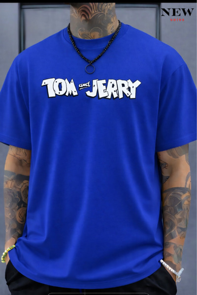 New Shine تي شيرت مطبوع عليه نص توم وجيري للجنسين