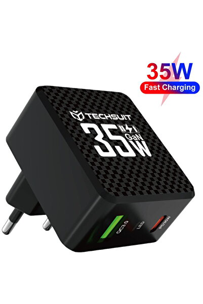 Techsuit KF2345027 CHPD173 GaN USB-A + USB-C 35W Μαύρο