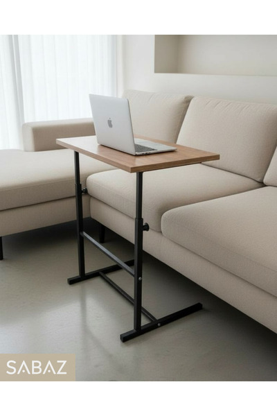 Sabaz Home Yükseklik Ayarlı Laptop Sehpası - C Sehpa - Koltuk Sehpası - Çam