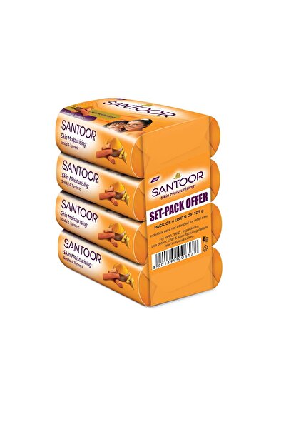 santoor صابون خشب الصندل والكركم 4 × 125 جم