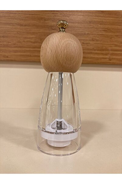 PLUS HOME نموذج مطحنة ملح وفلفل أسود متوسط الحجم من الخشب الأكريليكي الشفاف ب...