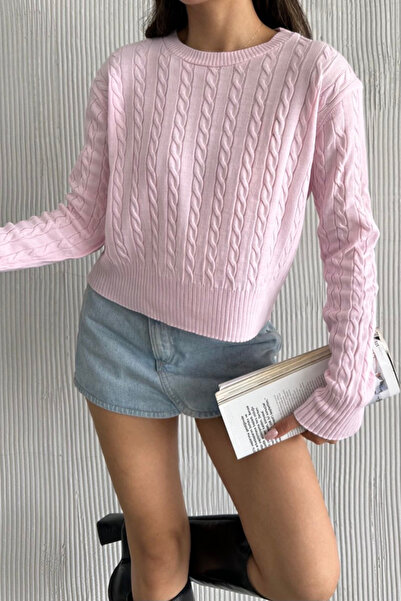 oshebu Women's Knitted Detailed Sweater Sweater