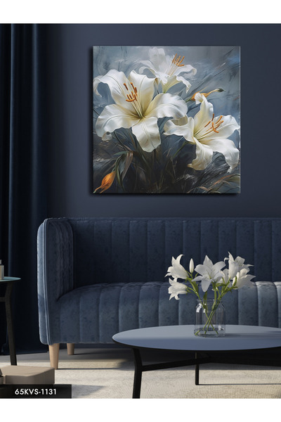 Evinemoda Beli ljiljani Jednodijelni kvadratni platno - Slika na platnu
