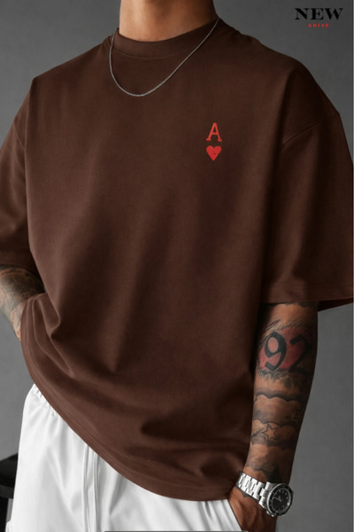 New Shine تي شيرت مطبوع عليه حرف A للجنسين