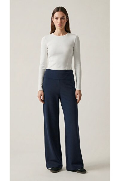 HAFSA Modal Kumaş Yüksek Bel Geniş Paça Pantolon