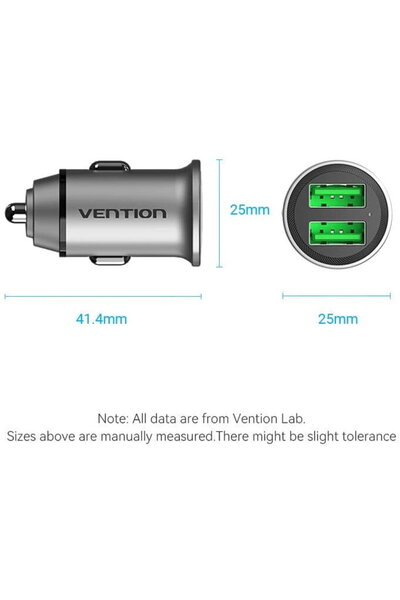 Vention 2x USB-A QC3.0 FCP AFC 17W Gri