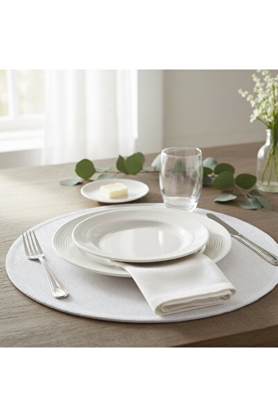 PALS TEKSTİL Beyaz Diva Yuvarlak 34 x34 Amerikan Servis