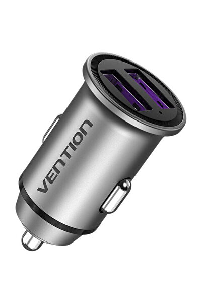 Vention Dual Port Car Charger FFEH0 USB A+A(30/30) Gray