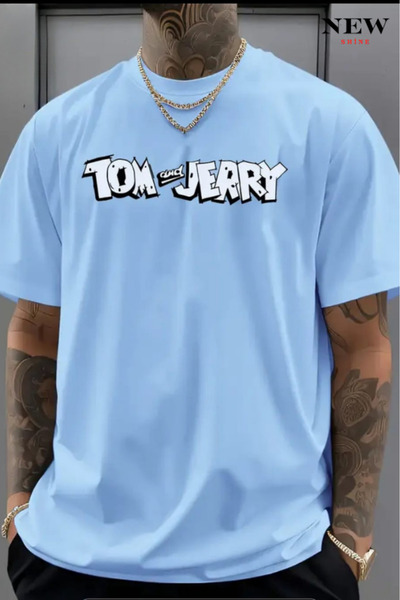 New Shine تي شيرت مطبوع عليه نص توم وجيري للجنسين