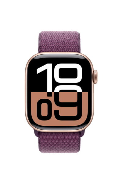 Apple Ceas 10 GPS, Carcasă din aluminiu auriu-roz 46mm, Sport Loop prună