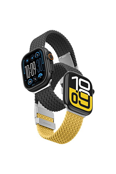 Amazingthing Set de 2 curea Blend pentru Apple Watch 45/46/49mm - Galben-Negr...