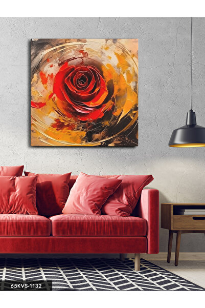 Evinemoda Ulje na platnu Izgled crvene ruže Jednodijelni kvadratni platno - S...
