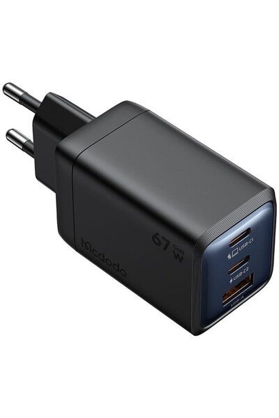 Mcdodo 2x USB-C, 1x USB-A, 67W, GaN - Seria Ghana Mini (CH-0970) - Negru