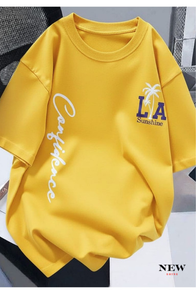 New Shine تي شيرت مطبوع عليه كاليفورنيا للجنسين