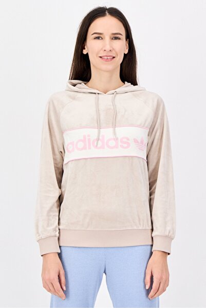 adidas Women Loose Fit Long Sleeve Outdoor Hoodie, Taupe