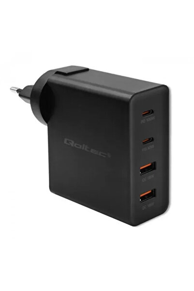 Qoltec 2x USB Tip-C, 2x USB Power PRO 130W GaN Negru