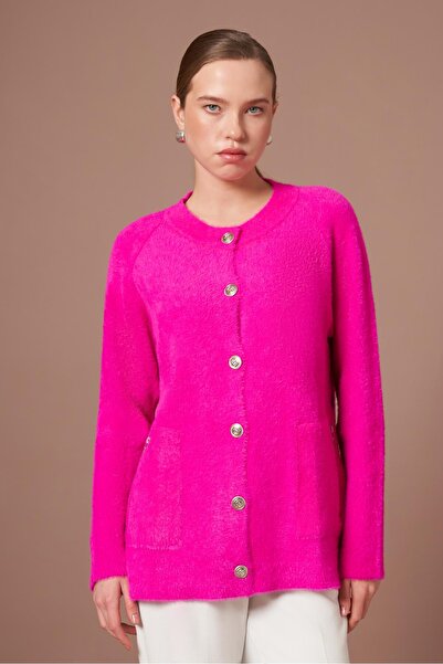 FTZ WOMEN Women's Angora Cardigan Fuchsia 25259