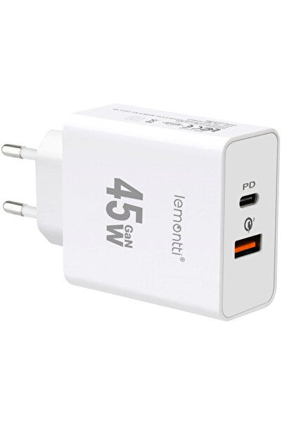 lemontti LIRGFC45WQCA GaN Încărcare rapidă 45W 1 x PD Tip-C, 1 x USB-A Încărc...
