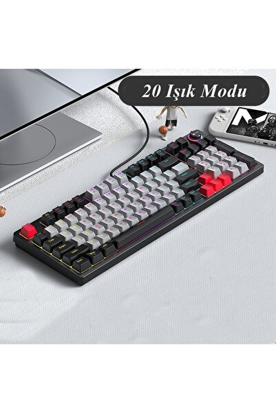 gaman Rgb 96 Tuşlu Gaming Klavye 20 Işık Modu Ayarlanabilir Parlaklık Blue Sw...