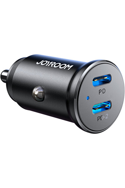 Joyroom JR-CCN06 30W 2x USB-C mini car charger metal - black