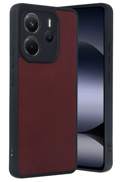 BSN STİL Bsnshop Xiaomi Redmi Note 14 4g Case Aras Leather Cover - Claret Red...