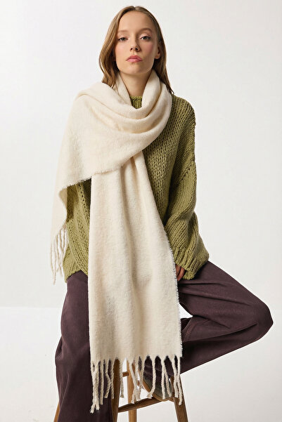 Lovelyİstanbul Wool Effect Large Scarf Lgn0001 Bone