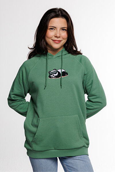 YSLY.CLUB Uyku Maskesi Panda Baskılı Kadın Kapüşonlu Sweatshirt