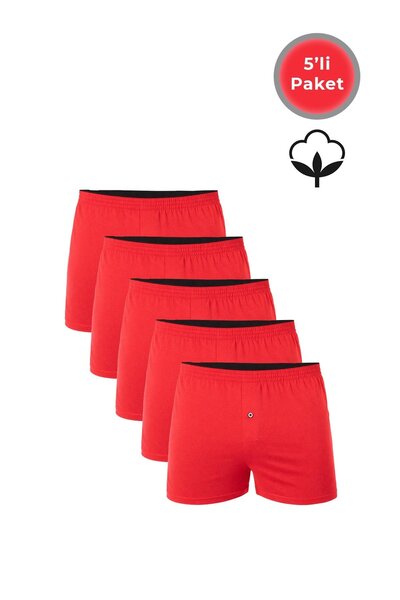 Kompedan Pachet de 5 boxeri pentru bărbați din bumbac pieptănat, cu nasturi, ...